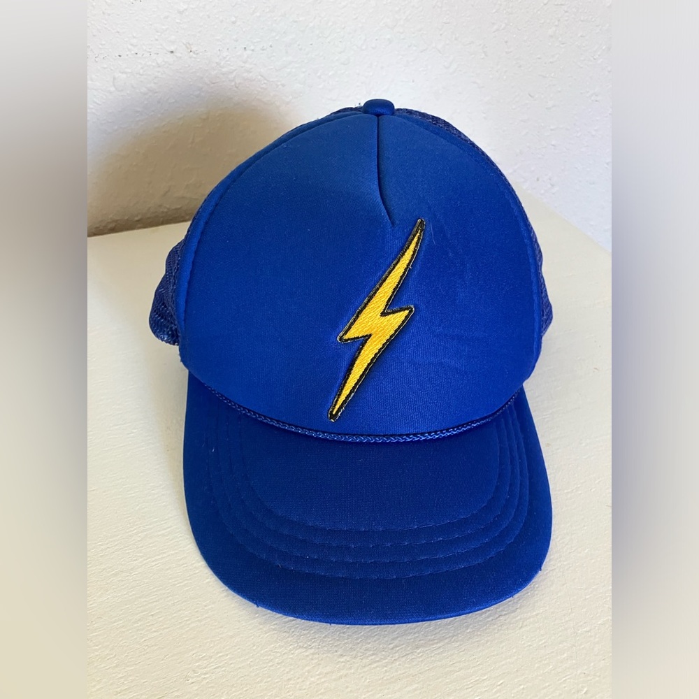 Aviator Nation Blue Trucker Hat with Yellow Lightning Patch